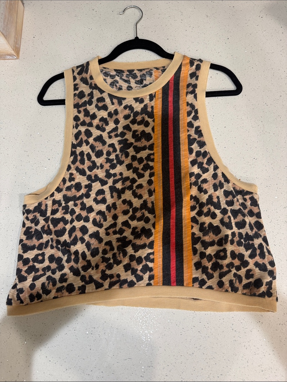 NWOT - FP Movement Free People Love Printed Leopard Retro Stripe Muscle Tank XS